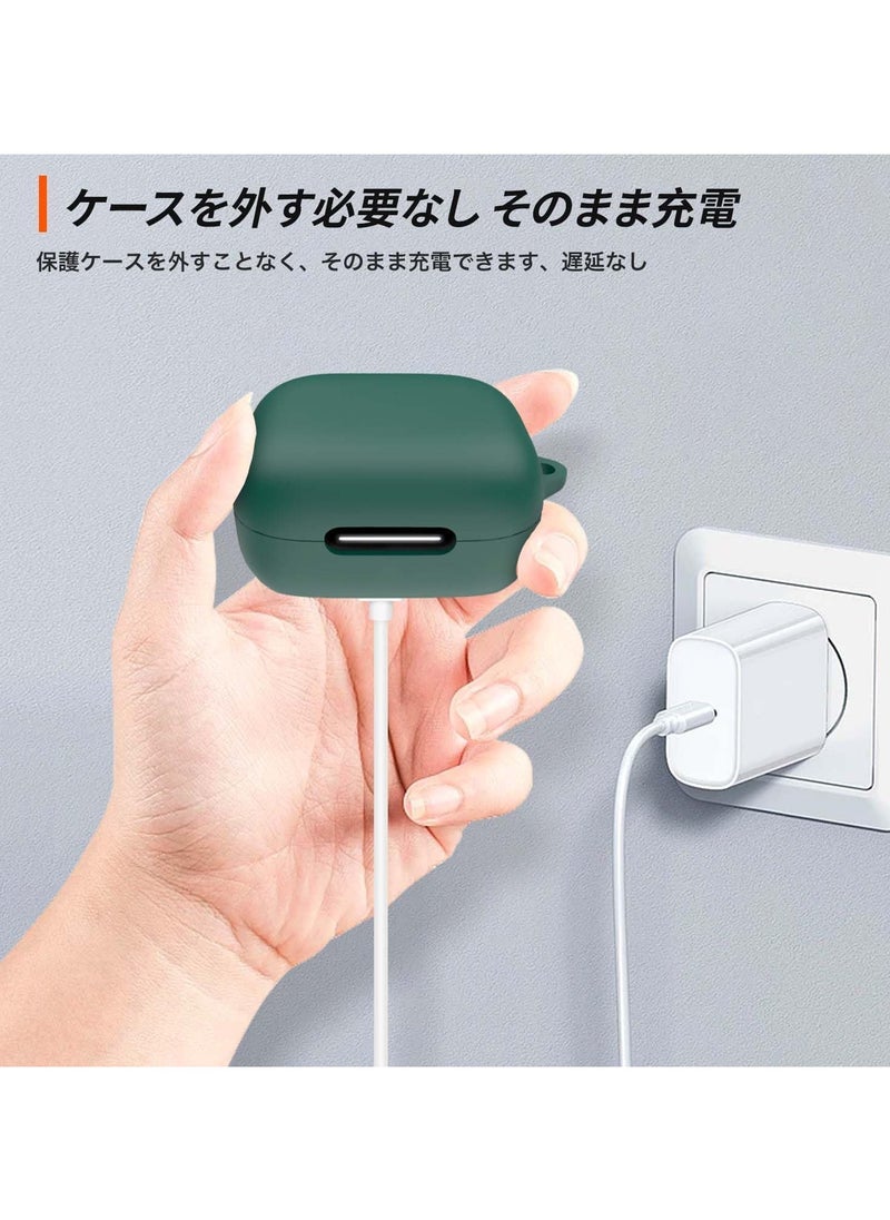Generic - Compatible with Anker Soundcore R50i NC/Anker P30i Case Cover, Soft Silicone Shockproof Protective Case Wireless Earbuds with Carabiner, Front LED Visible (Dark Green) - Image 1