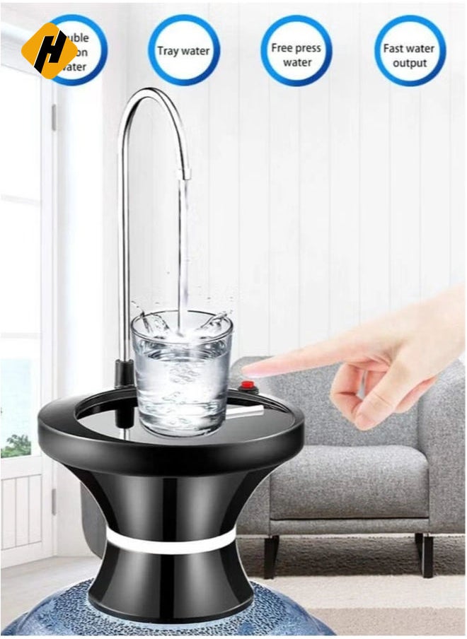 HuHa - Water Jug Pump, USB Rechargeable Automatic Water Jug Dispenser, Portable Universal 5 Gallon Electric Drinking Water Bottle Pump with Stand for Home Office Outdoor Camping - Image 1