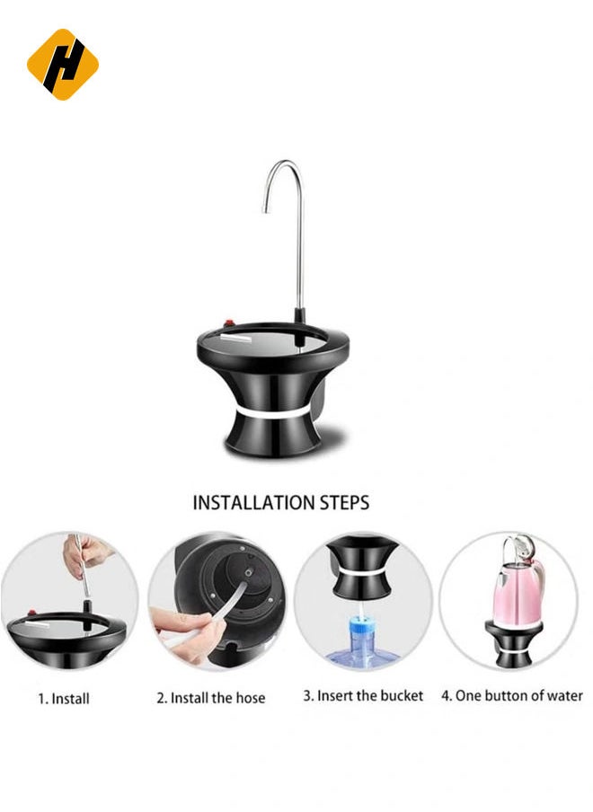 HuHa - Water Jug Pump, USB Rechargeable Automatic Water Jug Dispenser, Portable Universal 5 Gallon Electric Drinking Water Bottle Pump with Stand for Home Office Outdoor Camping - Image 1