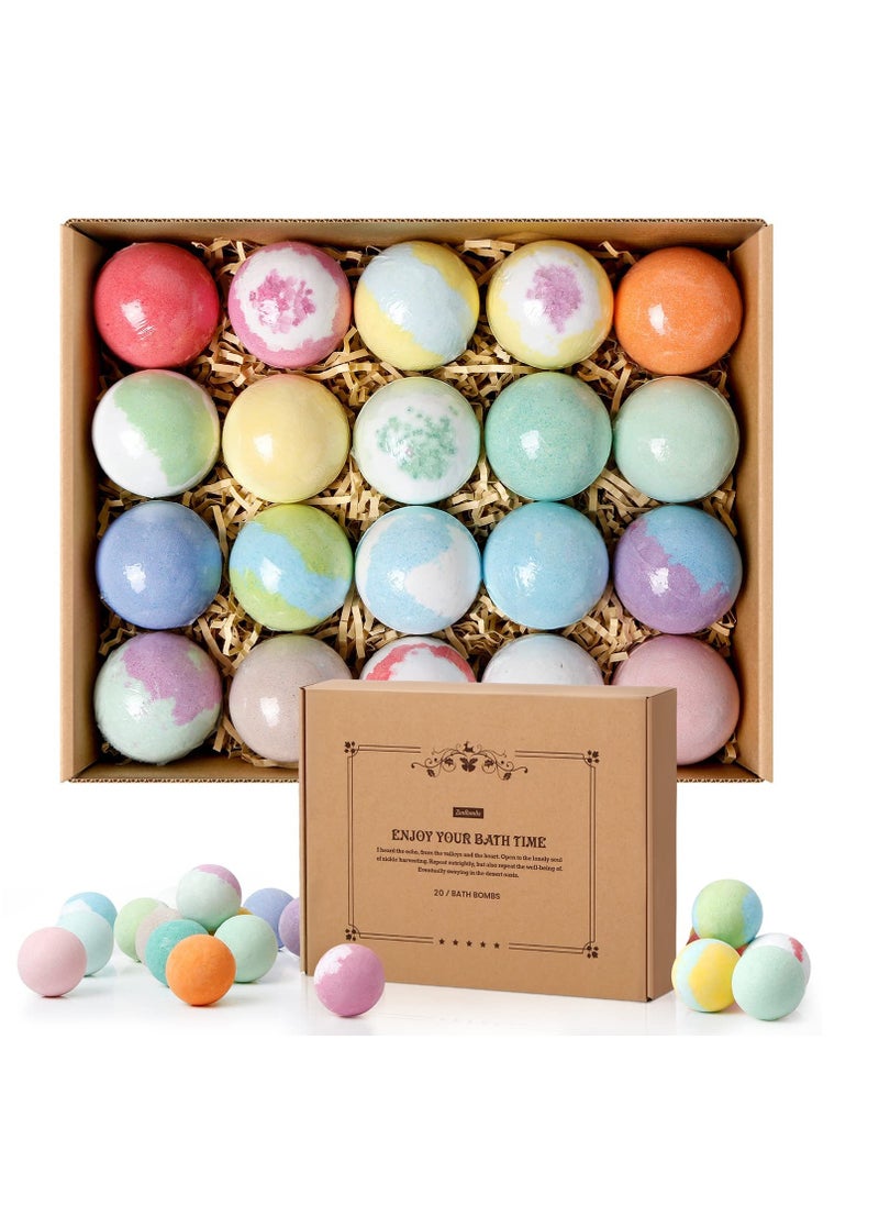 ZenBombs - Bath Bombs Set, 20 pcs Natural Shea Butter & Safe Oil Bath Bomb for Skin Moisturizing, Handmade Bubble Bath & Fizzy, Ideal Presents for Women - Image 1