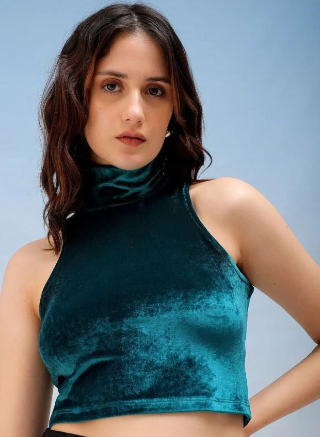 Freehand  Women Regular Fit Solid Round Neck Sleeveless Crop Top  | Best Price UAE