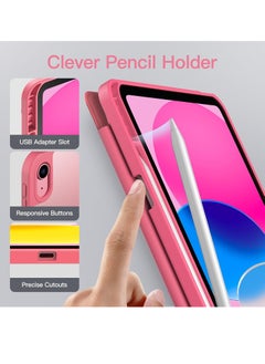 Jetech Matte Case for iPad 10 10.9 Inch with Pencil Holder Frosted Translucent Back Slim Stand Protective Tablet Cover Pink  - Image 4