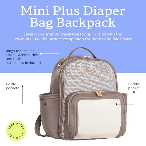 Itzy Ritzy Unisex Baby Mini Diaper Bag, Vanilla Latte-Plus - Image 2