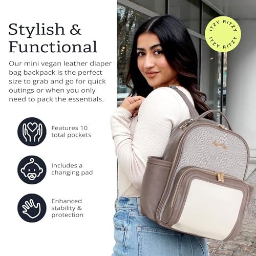 Itzy Ritzy Unisex Baby Mini Diaper Bag, Vanilla Latte-Plus - Image 3