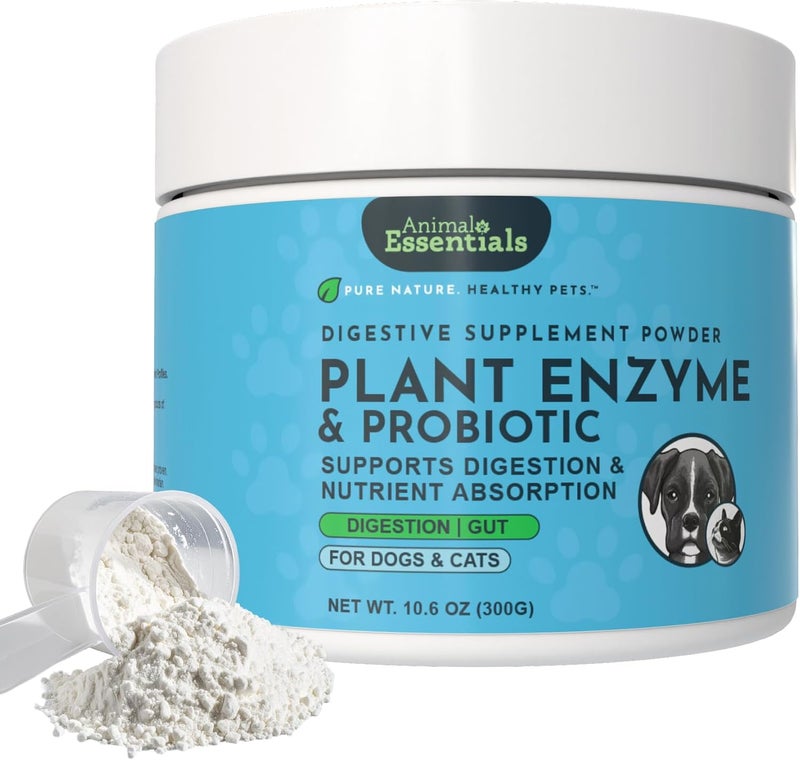 Animal Essentials Plant Enzyme & Probiotics Supplement for Dogs and Cats - 10.6 oz Digestive Support Powder - Image 1