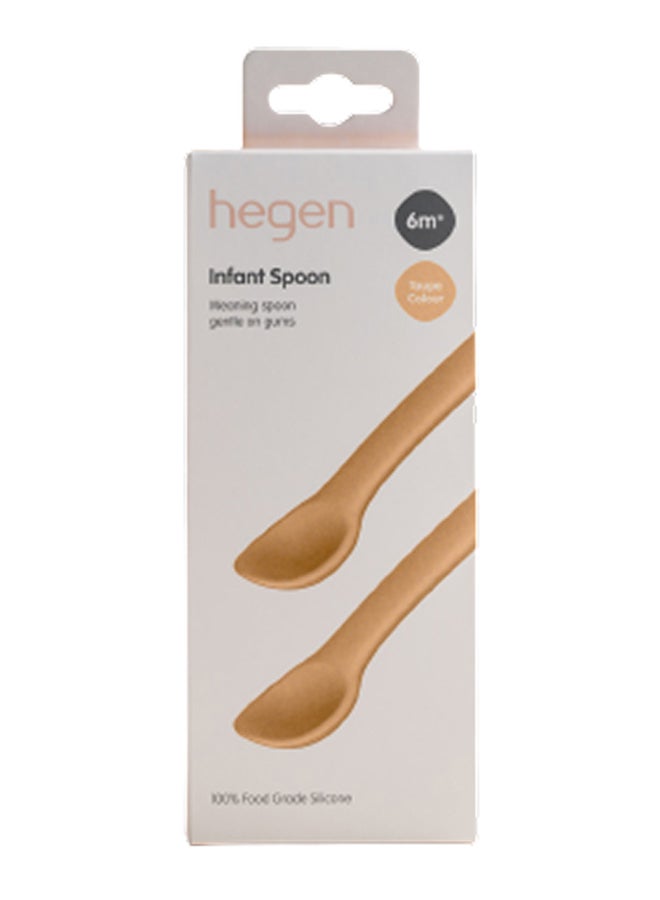 hegen Infant Spoon Silicone Taupe - Soft Food-Grade Silicone Baby Feeding Spoon, BPA-Free, Comfortable Grip, Pack of 2 - Image 3