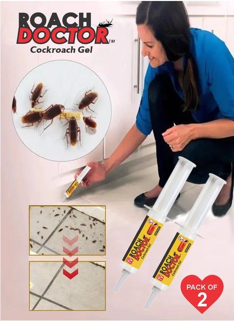 Ready-to-Use Roach Gel - Proven Cockroach Killer with Syringe Applicator Pack Of 2