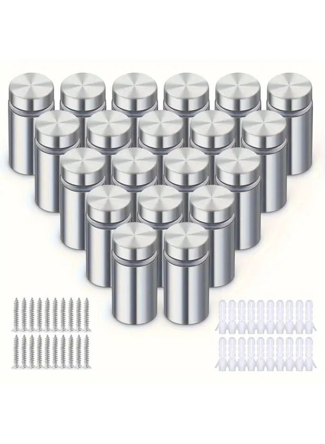 20 Pack 12x25mm Stainless Steel Wall Spacers Acrylic Glass Sign Holders With Screws - Image 1