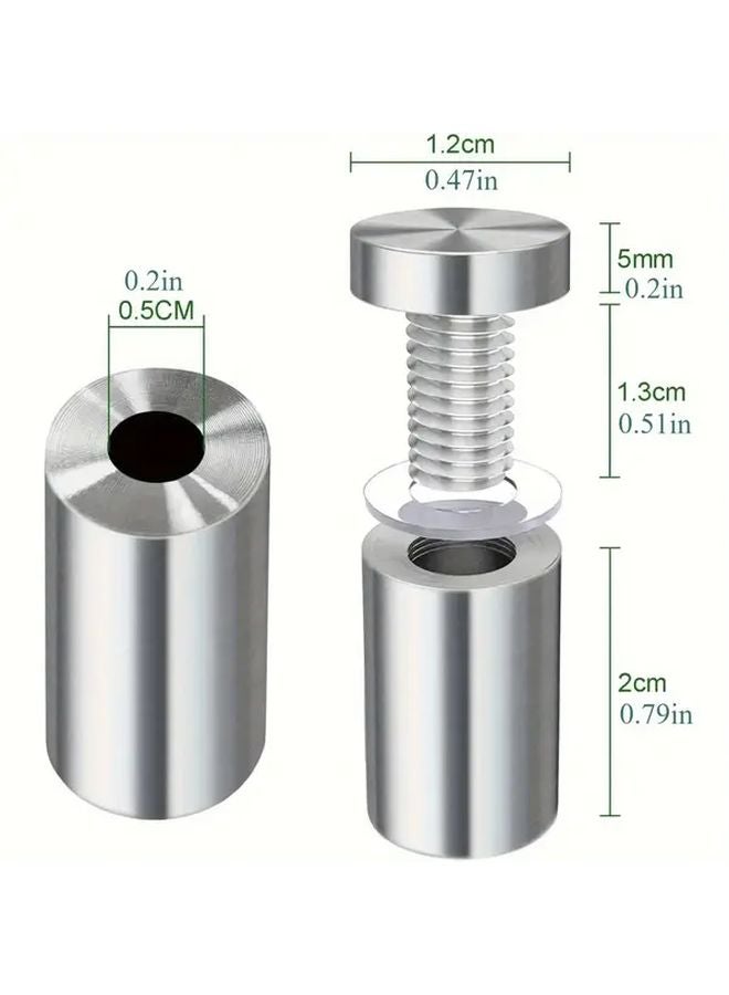 20 Pack 12x25mm Stainless Steel Wall Spacers Acrylic Glass Sign Holders With Screws - Image 3