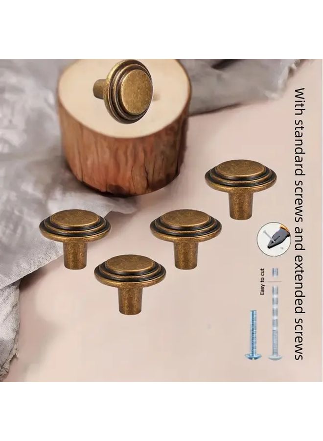 Bronze Single Hole Cabinet Handles 4pcs Vintage Minimalist Drawer Pulls - Image 1