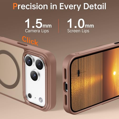GUAGUA for iPhone 17 Pro Max Case Compatible with MagSafe iPhone 17 Pro Max Magnetic Case Translucent Matte Skin Feeling Shockproof Protective Anti-Scratch Case for Phone 17 Pro Max 6.9", Brown - Image 5
