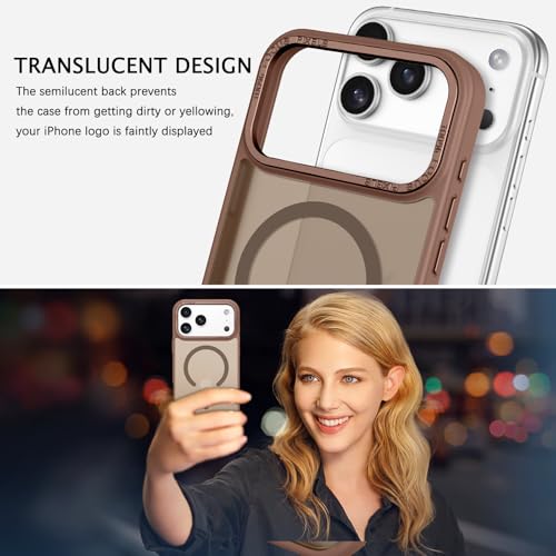 GUAGUA for iPhone 17 Pro Max Case Compatible with MagSafe iPhone 17 Pro Max Magnetic Case Translucent Matte Skin Feeling Shockproof Protective Anti-Scratch Case for Phone 17 Pro Max 6.9", Brown - Image 4