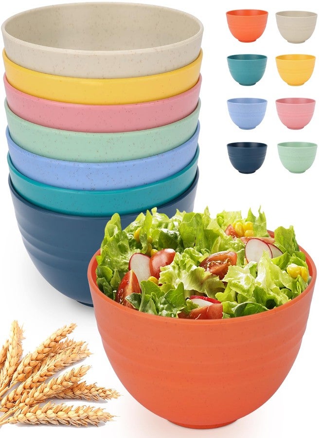 UUGLAM Unbreakable Cereal Bowls Set of 8, 26 Oz Wheat Straw Bowl Sets, Microwave & Dishwasher Safe Bowls for Kitchen, Reusable Plastic Bowl for Soup, Salad, Rice, Snack, BPA Free, Multicolor - Image 1