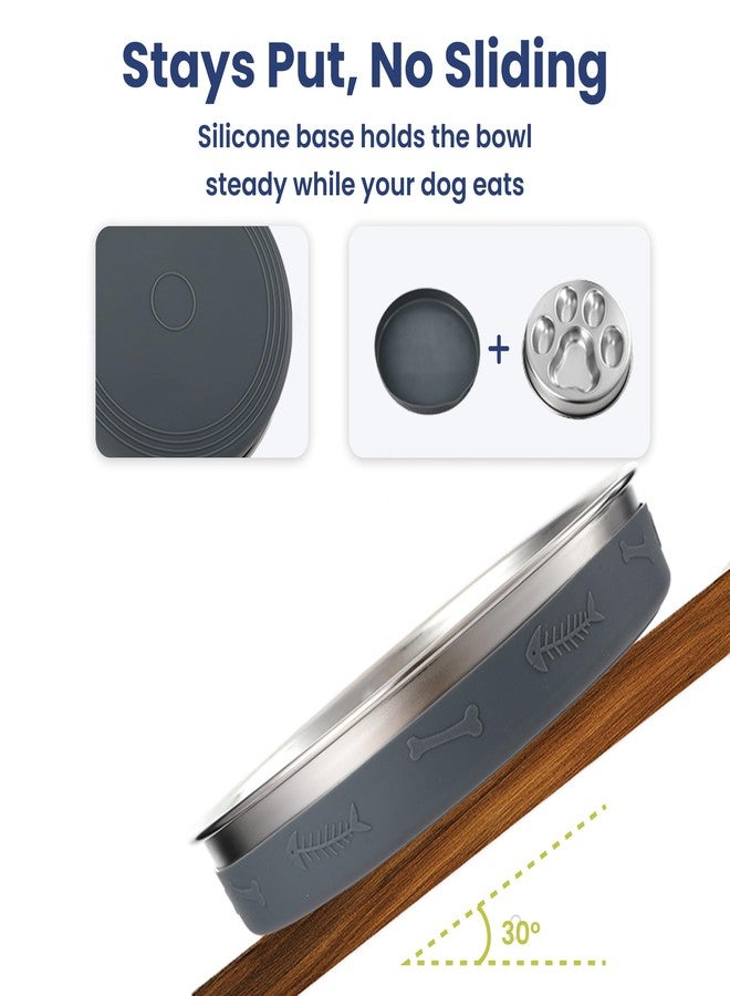 PawsPik Stainless Steel Slow Feeder Dog Bowl - 4 Cup Capacity, 18/8 Food-Grade Metal, Anti-Slip Silicone Base, Four-Ridge Design for Slow Eating & Improved Digestion - Image 3