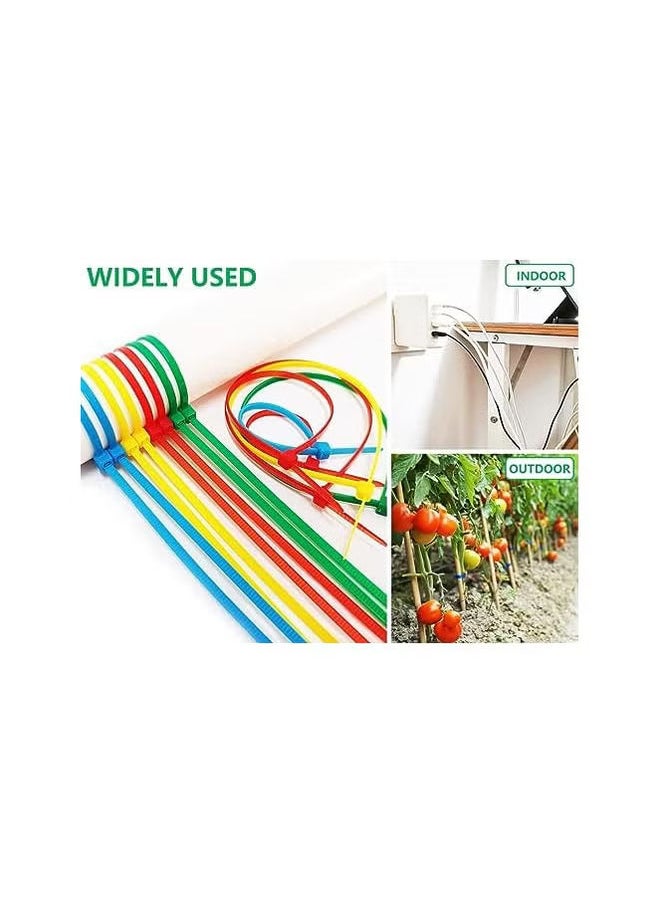 ECVV - Cable Ties Multicolour 200 Pack Wire Ties With Tensile Strength Self Locking Heavy Duty Nylon Plastic Zip Ties Wraps For Office Household And Outdoor 4.8Mm X 200Mm Random Color - Image 1