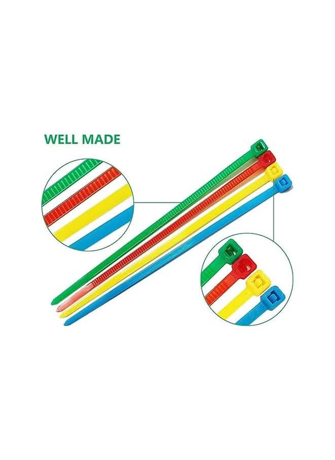 ECVV - Cable Ties Multicolour 200 Pack Wire Ties With Tensile Strength Self Locking Heavy Duty Nylon Plastic Zip Ties Wraps For Office Household And Outdoor 4.8Mm X 200Mm Random Color - Image 1