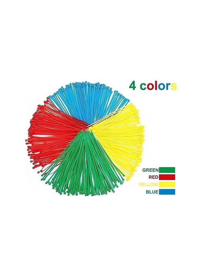ECVV - Cable Ties Multicolour 200 Pack Wire Ties With Tensile Strength Self Locking Heavy Duty Nylon Plastic Zip Ties Wraps For Office Household And Outdoor 4.8Mm X 200Mm Random Color - Image 1