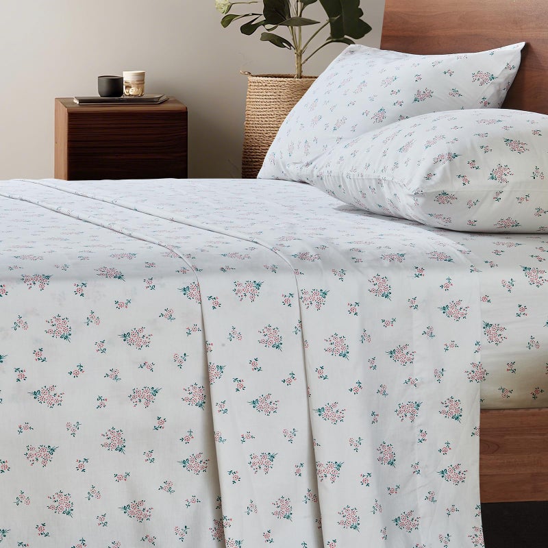 HYPREST 100% Cotton Sheets Queen - Deep Pocket Queen Sheets Ditsy Floral Patterned Crispy Percale Queen Sheets Soft Breathable Durable - Image 1
