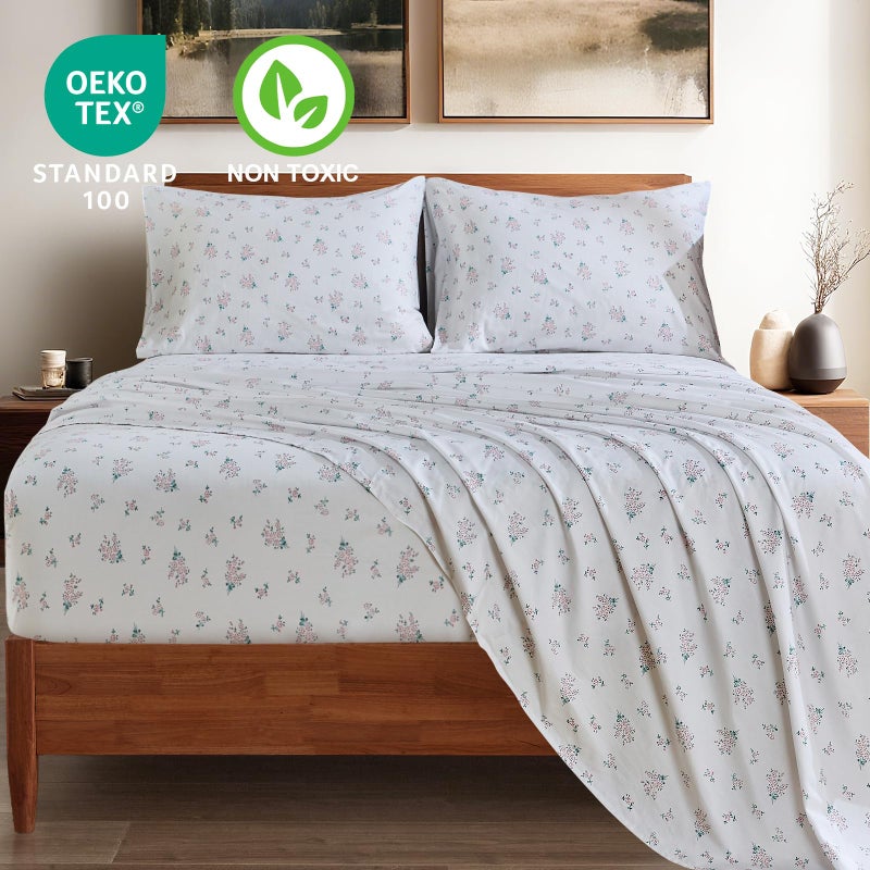 HYPREST 100% Cotton Sheets Queen - Deep Pocket Queen Sheets Ditsy Floral Patterned Crispy Percale Queen Sheets Soft Breathable Durable - Image 3