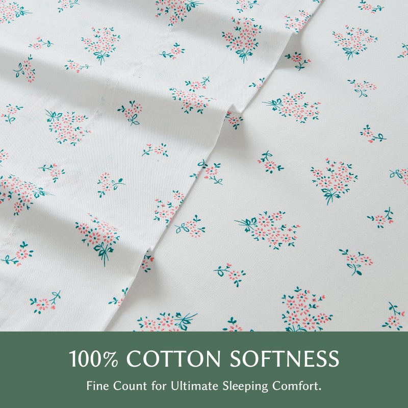 HYPREST 100% Cotton Sheets Queen - Deep Pocket Queen Sheets Ditsy Floral Patterned Crispy Percale Queen Sheets Soft Breathable Durable - Image 4