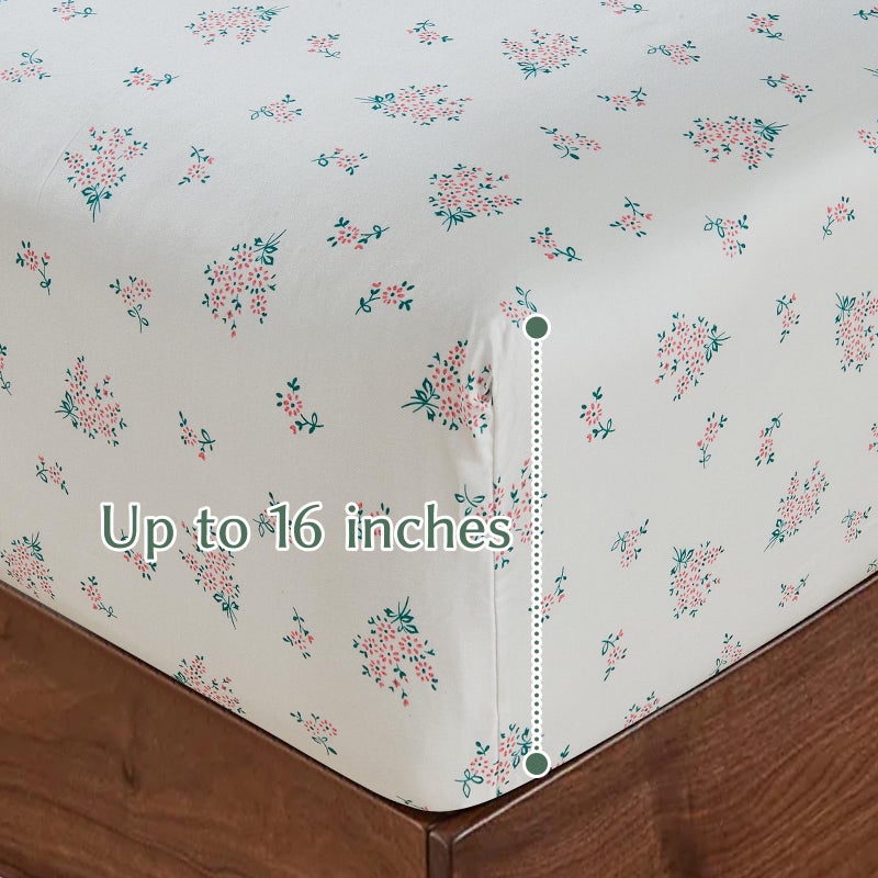 HYPREST 100% Cotton Sheets Queen - Deep Pocket Queen Sheets Ditsy Floral Patterned Crispy Percale Queen Sheets Soft Breathable Durable - Image 5