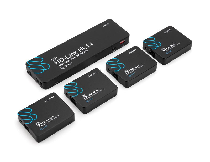 Sewell HD-Link HL14 بواسطة Sewell, 1x4 موزع ممتد HDMI عبر كابل Cat5e/6, 160 قدم, أسود, SW-32949 - Image 1
