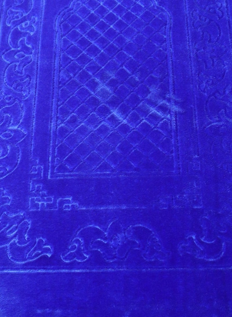 Yuwell Embossed Prayer Mat Anti-Slip Velvet Top Islamic Prayer Mat Sajadah Prayer Rug Salah Mat For Men And Women Eid Gift And Ramadan Gift 70X110CM Blue  - Image 2