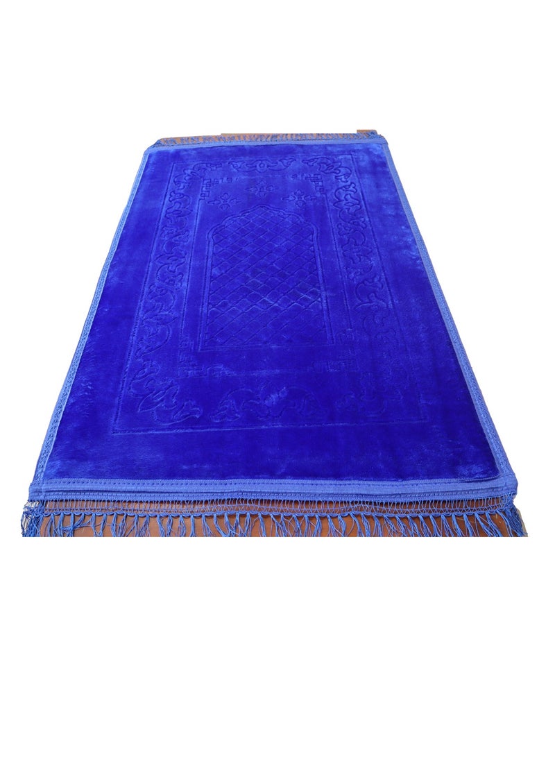 Yuwell Embossed Prayer Mat Anti-Slip Velvet Top Islamic Prayer Mat Sajadah Prayer Rug Salah Mat For Men And Women Eid Gift And Ramadan Gift 70X110CM Blue  - Image 3