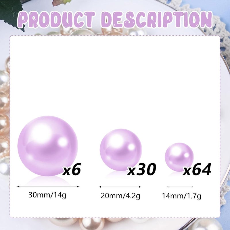 ZEBMOON 100PCS Light Purple Floating Pearls, Light Purple Marbles for Vases, Floating Beads for Centerpiece Vases, Vase Filler Faux Pearls, No Holes Filler Beads for Party Wedding Table Decor, 14/20/30mm - Image 2