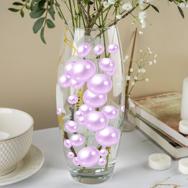 ZEBMOON 100PCS Light Purple Floating Pearls, Light Purple Marbles for Vases, Floating Beads for Centerpiece Vases, Vase Filler Faux Pearls, No Holes Filler Beads for Party Wedding Table Decor, 14/20/30mm - Image 4