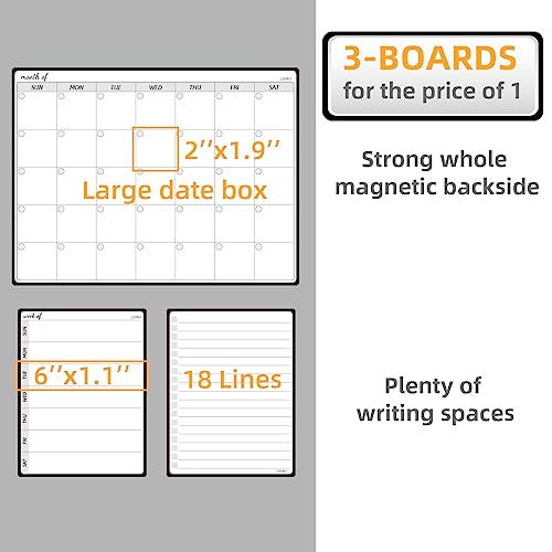 JJPRO Magnetic Monthly Calendar Whiteboard Set for Fridge-Monthly Planning Board and Two Bonus Dry Erase Grocery Board&Weekly Menu Board-Meal Planner Whiteboard/to-Do List-6 Markers - Image 4
