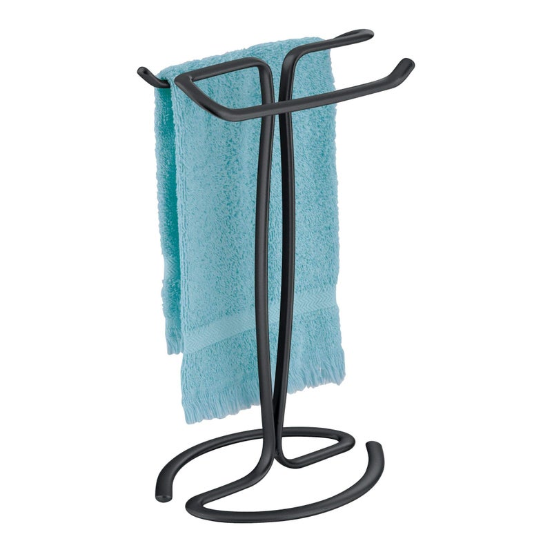 InterDesign iDesign 55637 Axis Metal Free-Standing Hand Towel Drying Rack for Master, Guest, Kids' Bathroom, Laundry Room, Kitchen, Holds Two, 7.75" x 6.25" x 13.5", Matte Black - Image 3