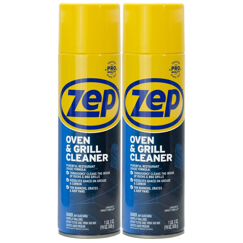 Zep HeavyDuty Oven and Grill Cleaner 19 oz Case of 2 ZUOVGR19 Dissolves Grease on Contact on Burners Grates and Drip Pans - Image 1