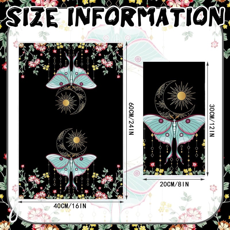 Boyiee Set of 6 Witchy Kitchen Towels Boho Tea Towels Absorbent Mushroom Floral Dish Towels 24 x 16'' Gothic Dish Towels Sun Moon Star Butterfly Hand Towels Gifts for Farmhouse Kitchen Bathroom - Image 4