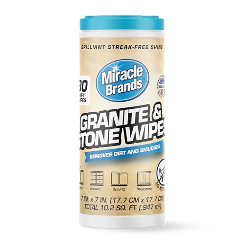 MiracleWipes for Granite & Stone, Clean, Protect, Polish Stone, Marble, Quartz, Slate, Tile, Laminate Surfaces in Kitchen and Bathroom - 30 Count - Image 1