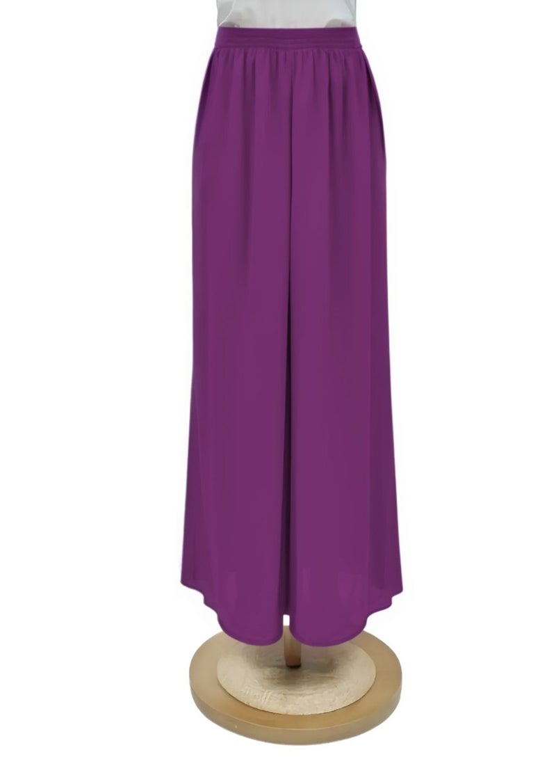 Dee's Fashion Wide Leg Chiffon Palazzo Pants with Elastic Waistband, Flowy Design & Divider Skirt for Women – Comfortable and Stylish  - Image 1