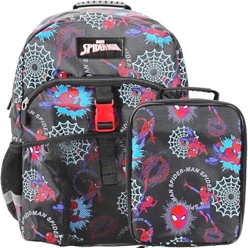 Bioworld SpiderMan Superhero Webs 16 Premium Backpack Lunch Kit Set for Boys - Image 1