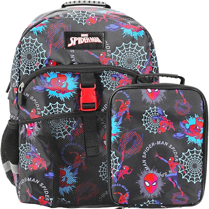 Bioworld SpiderMan Superhero Webs 16 Premium Backpack Lunch Kit Set for Boys - Image 2