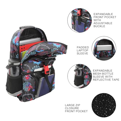 Bioworld SpiderMan Superhero Webs 16 Premium Backpack Lunch Kit Set for Boys - Image 3