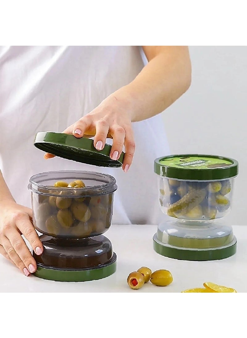 Tamu - Hourglass Olive and Pickle Storage Container Olive Pickle Jar with Transparent Strainer - Image 1