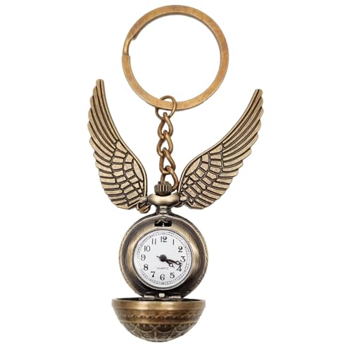 FowWelt Vintage Pocket Watch Metal Keychain Retro Clock for Gifting with Key Ring Anti-Rust - Snitch - Image 1