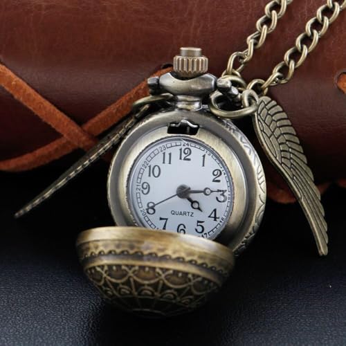FowWelt Vintage Pocket Watch Metal Keychain Retro Clock for Gifting with Key Ring Anti-Rust - Snitch - Image 2