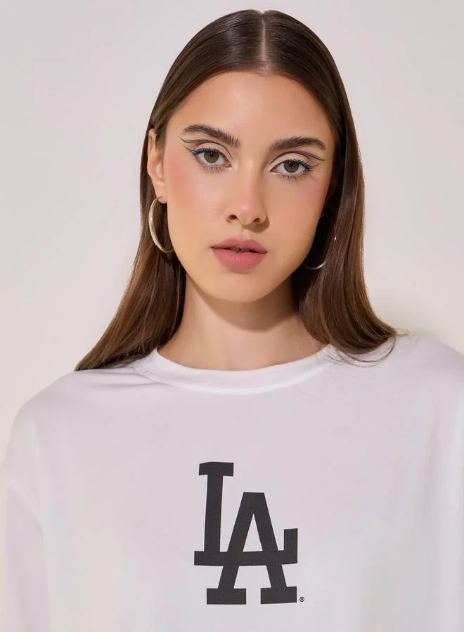 Styli Styli Slogan Print Round Neck Oversized T-Shirt