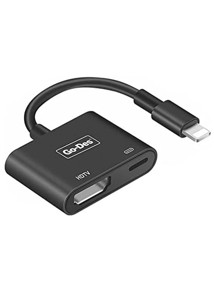 Go-Des GD-8285 Dual Output Video Converter Adapter Lightning to HDMI & Charging Full HD 1080P Output - Image 1
