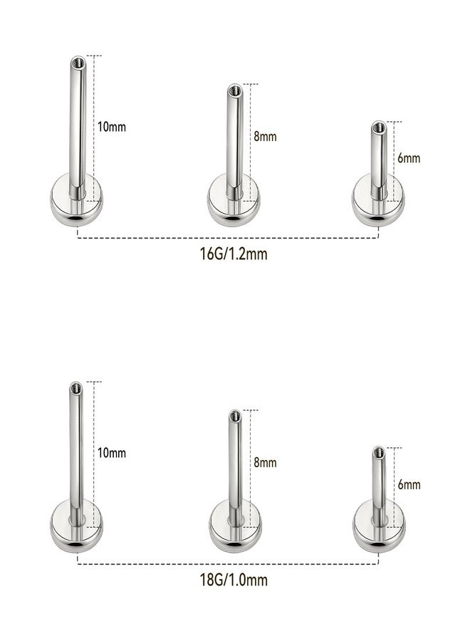 limerencia 16G/18G Hypoallergenic Internal Threaded Titanium Bar Post Replacement,Flat Back Stud Earrings Post Medusa Helix Couch Labret Bar for Women Men Sensitive Ears(A Pair) - Image 4