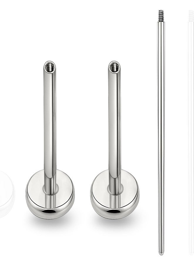 limerencia 16G/18G Hypoallergenic Internal Threaded Titanium Bar Post Replacement,Flat Back Stud Earrings Post Medusa Helix Couch Labret Bar for Women Men Sensitive Ears(A Pair) - Image 1