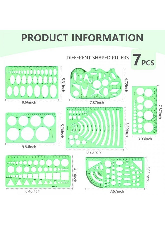 SenseYo 7 Pack Drawings Templates Stencil, Circle Template for Geometric Drawing Stencils, Plastic Clear Circle Stencils Architecture Supplies Drafting Tools for Office, Studying, Designing (7 pcs) - Image 2