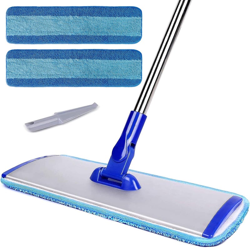 Bryquelin 18 Professional Microfiber Mop Floor Cleaning mop Flat Mop with Stainless Steel Handle2 Reusable Washable Mop Pads and mop Pads BrushMicrofiber Mop for Hardwood Laminate Tile Floor Cleaning