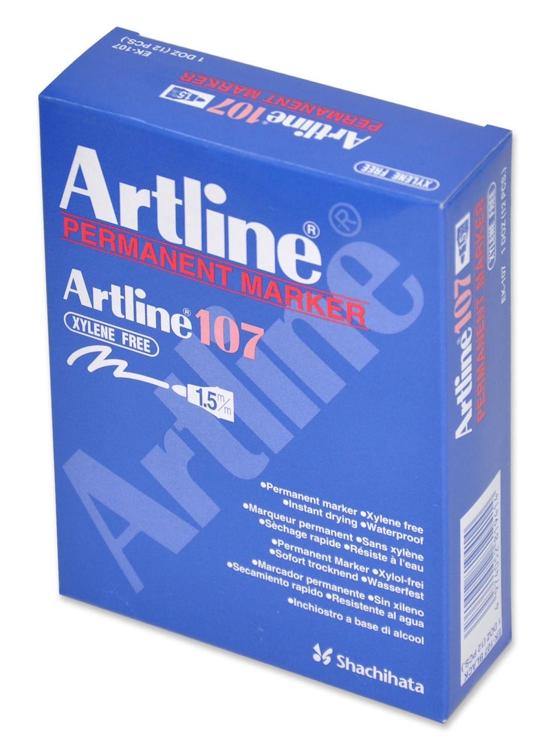 Artline Marker, Ek-107 Pack of 12, 1.5mm, Bullet, Red - ARMK107RE - Image 1