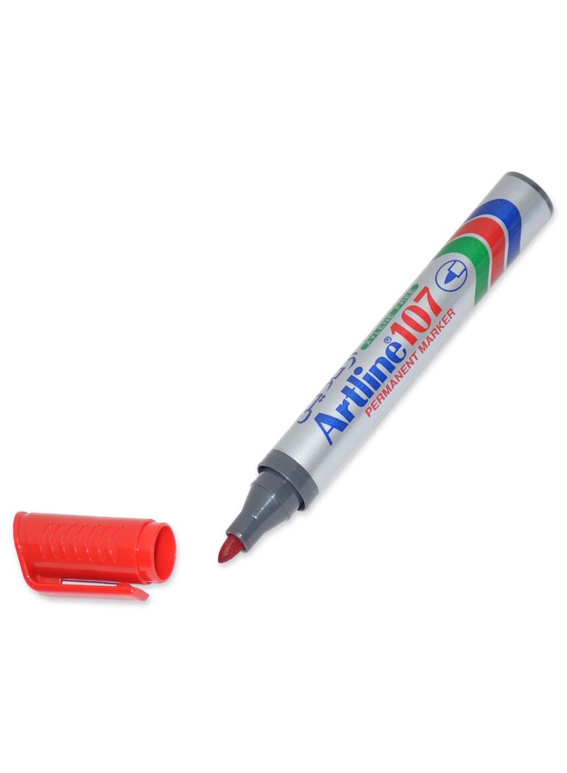 Artline Marker, Ek-107 Pack of 12, 1.5mm, Bullet, Red - ARMK107RE - Image 2